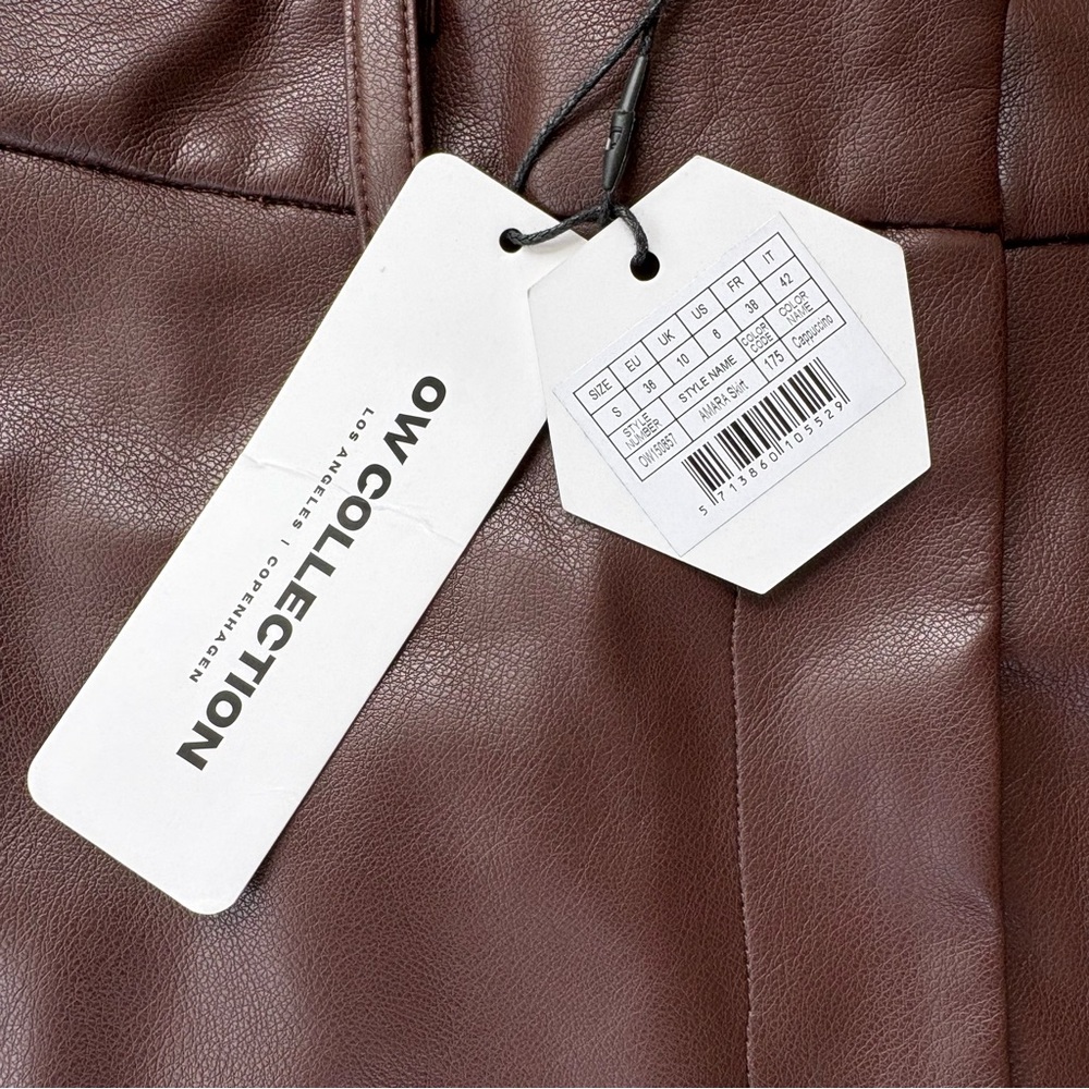 NWT OW Collection Amara Brown Faux Leather Modi Slit Skirt Size Small - Picture 6 of 9